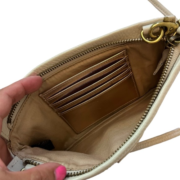 Fossil White Ivory Cowhide Pebbled Leather Slim Mini Crossbody Bag - Picture 4 of 4